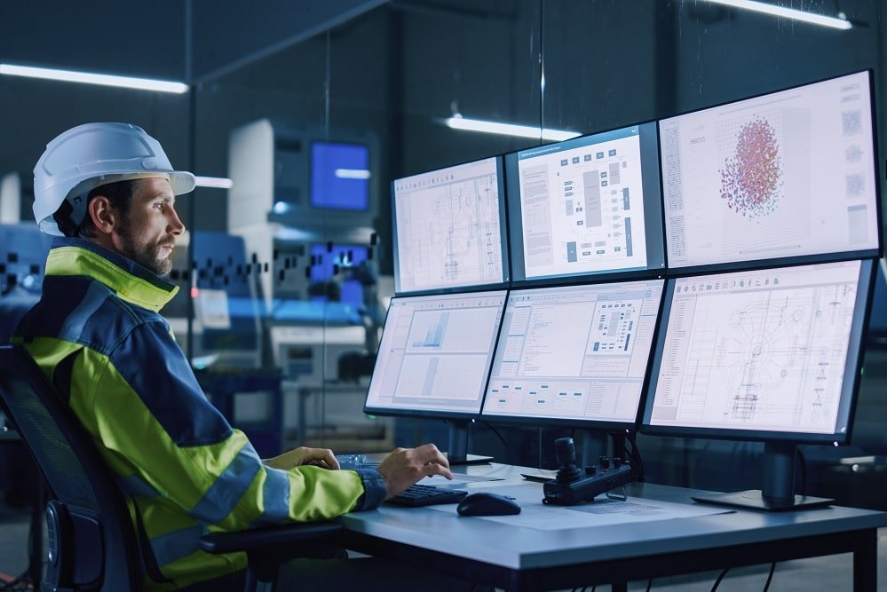 shutterstock man looking at data